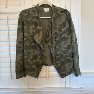 Caslon Knit Camo Drape Cardigan